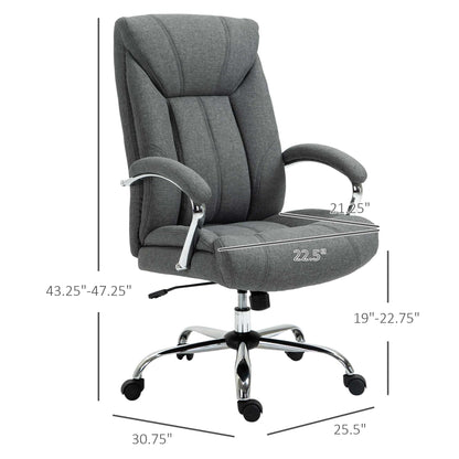 High Back Swivel Home Office Chair Task Ergonomic Linen Fabric Computer Chair, with Arm, Adjustable Height, Grey Executive & Manager Chairs Grey  at Gallery Canada