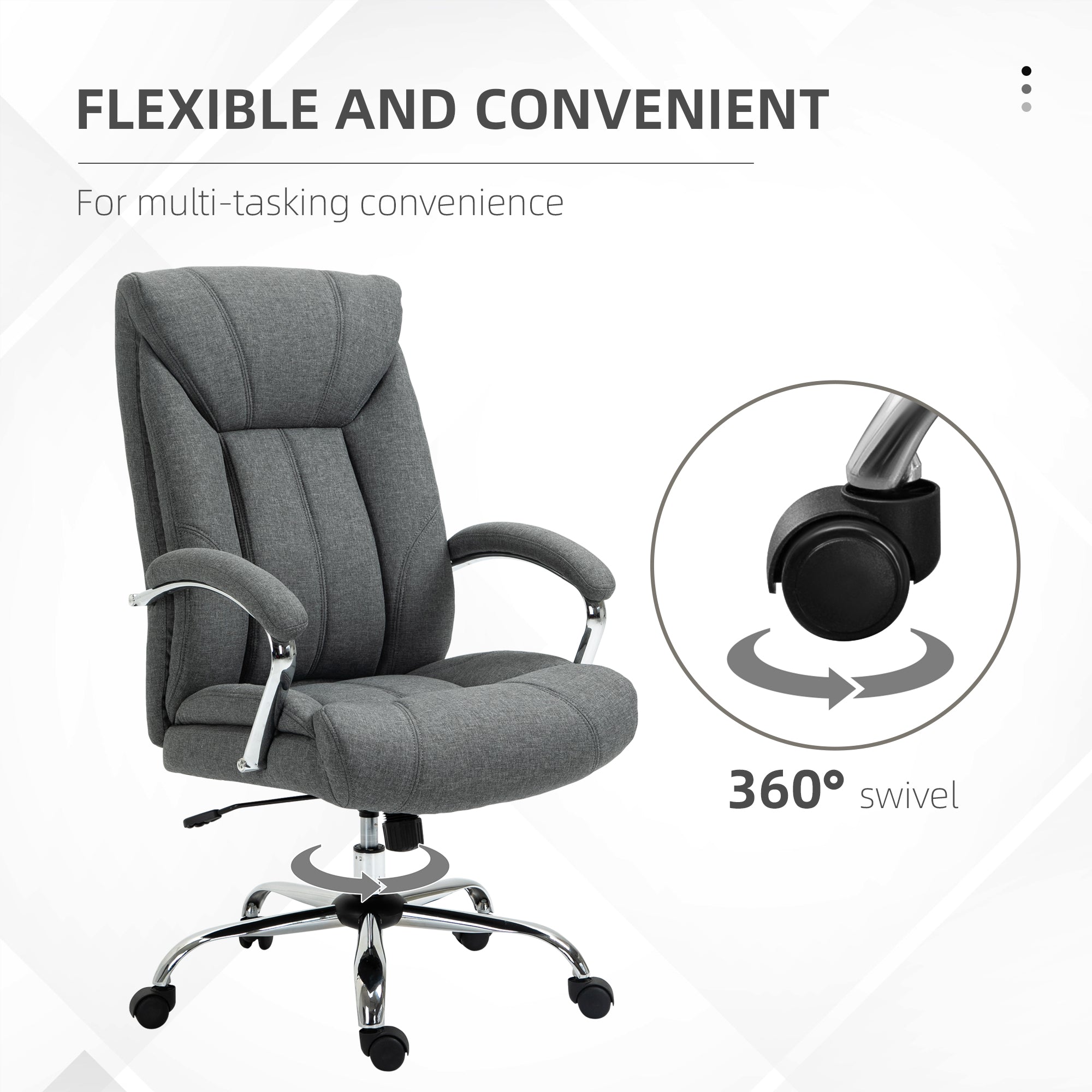 High Back Swivel Home Office Chair Task Ergonomic Linen Fabric Computer Chair, with Arm, Adjustable Height, Grey Executive & Manager Chairs   at Gallery Canada