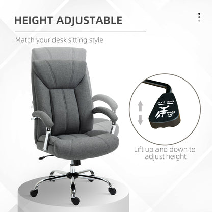 High Back Swivel Home Office Chair Task Ergonomic Linen Fabric Computer Chair, with Arm, Adjustable Height, Grey Executive & Manager Chairs   at Gallery Canada