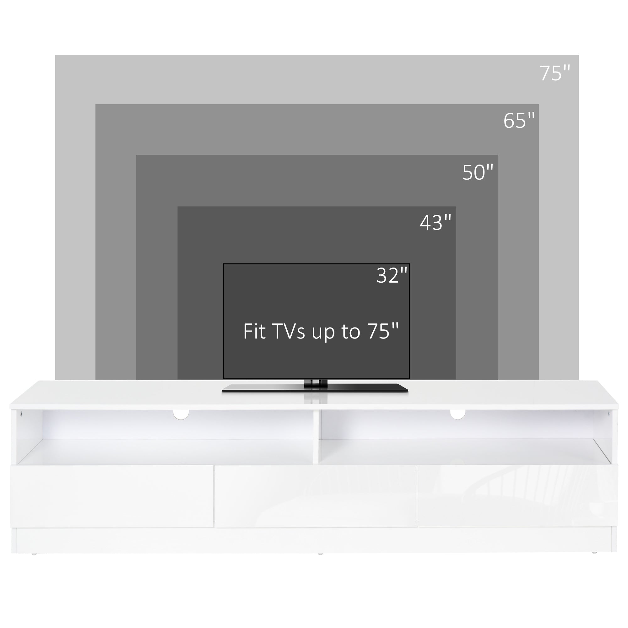 High Gloss LED TV Cabinet Stand for TVs up to 75