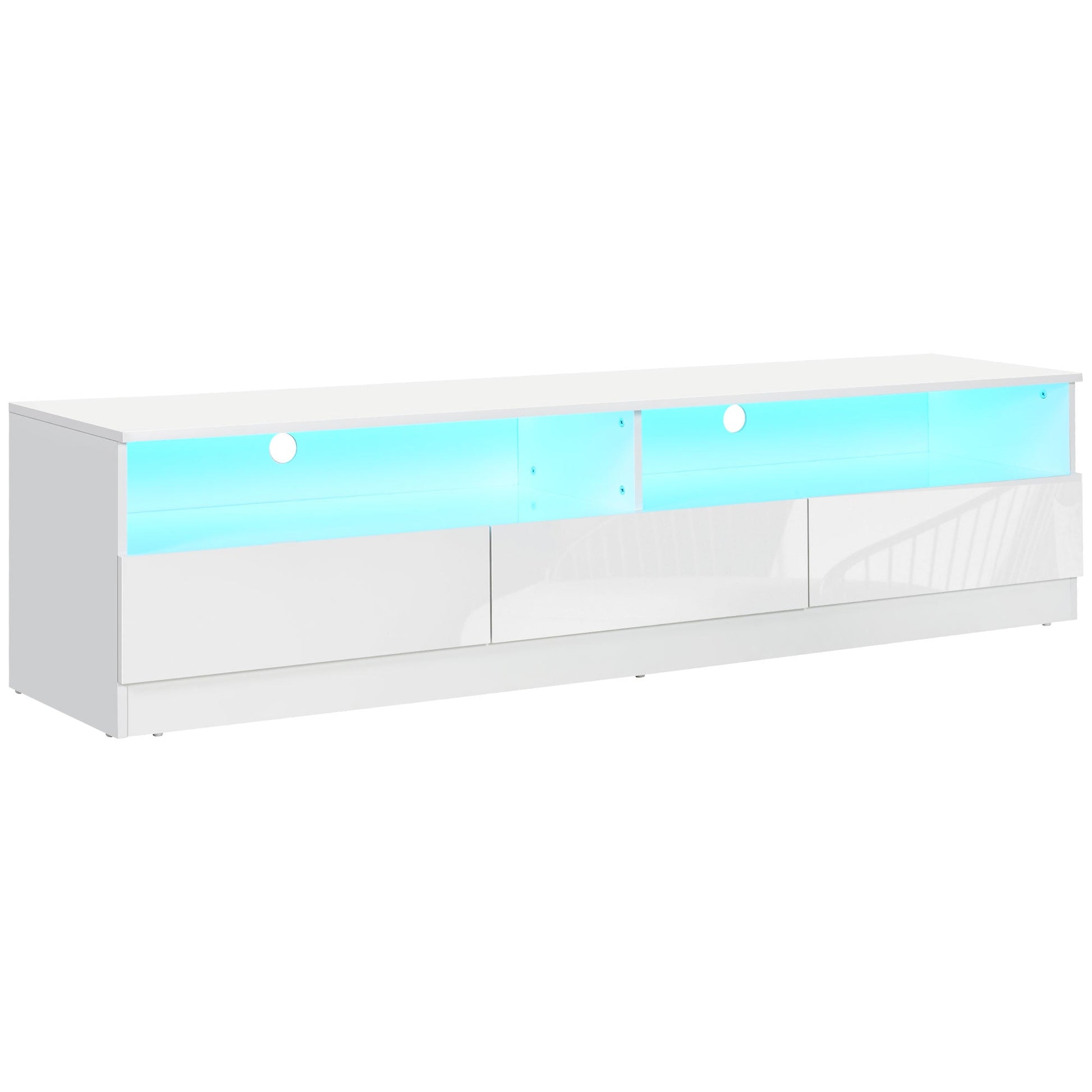 High Gloss LED TV Cabinet Stand for TVs up to 75", Home Entertainment Center Modern TV Storage Unit, White TV Stands White  at Gallery Canada