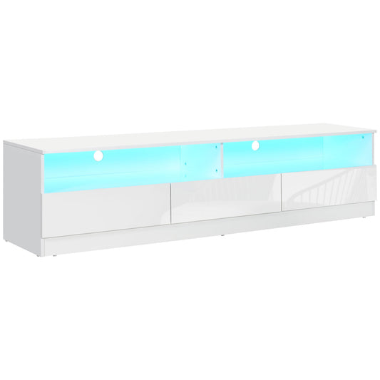 High Gloss LED TV Cabinet Stand for TVs up to 75", Home Entertainment Center Modern TV Storage Unit, White TV Stands White  at Gallery Canada