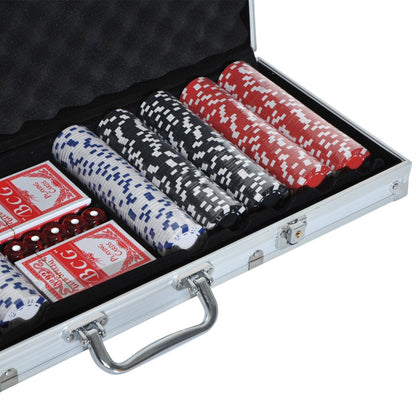 High Quality 11.5 gram Poker Chips Set with Silver Aluminum Case, 500 Striped Dice 2 Decks of Cards Game Tables   at Gallery Canada