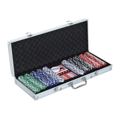 High Quality 11.5 gram Poker Chips Set with Silver Aluminum Case, 500 Striped Dice 2 Decks of Cards Game Tables Multi Colour  at Gallery Canada