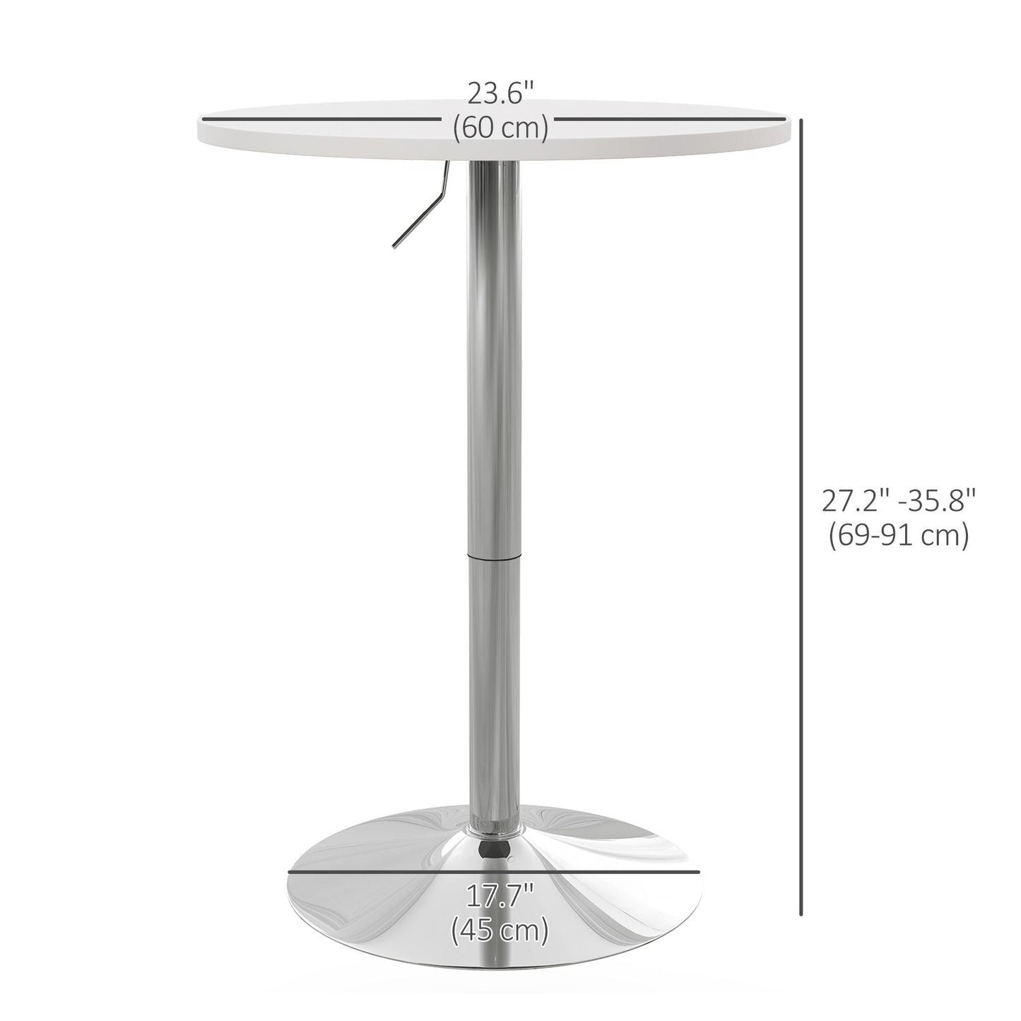 High Top Bar Table, Adjustable Round Kitchen Table with Swivel Top and Steel Base, Bistro Table for 2 People, White Bar Tables & Dining Tables   at Gallery Canada