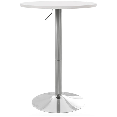 High Top Bar Table, Adjustable Round Kitchen Table with Swivel Top and Steel Base, Bistro Table for 2 People, White