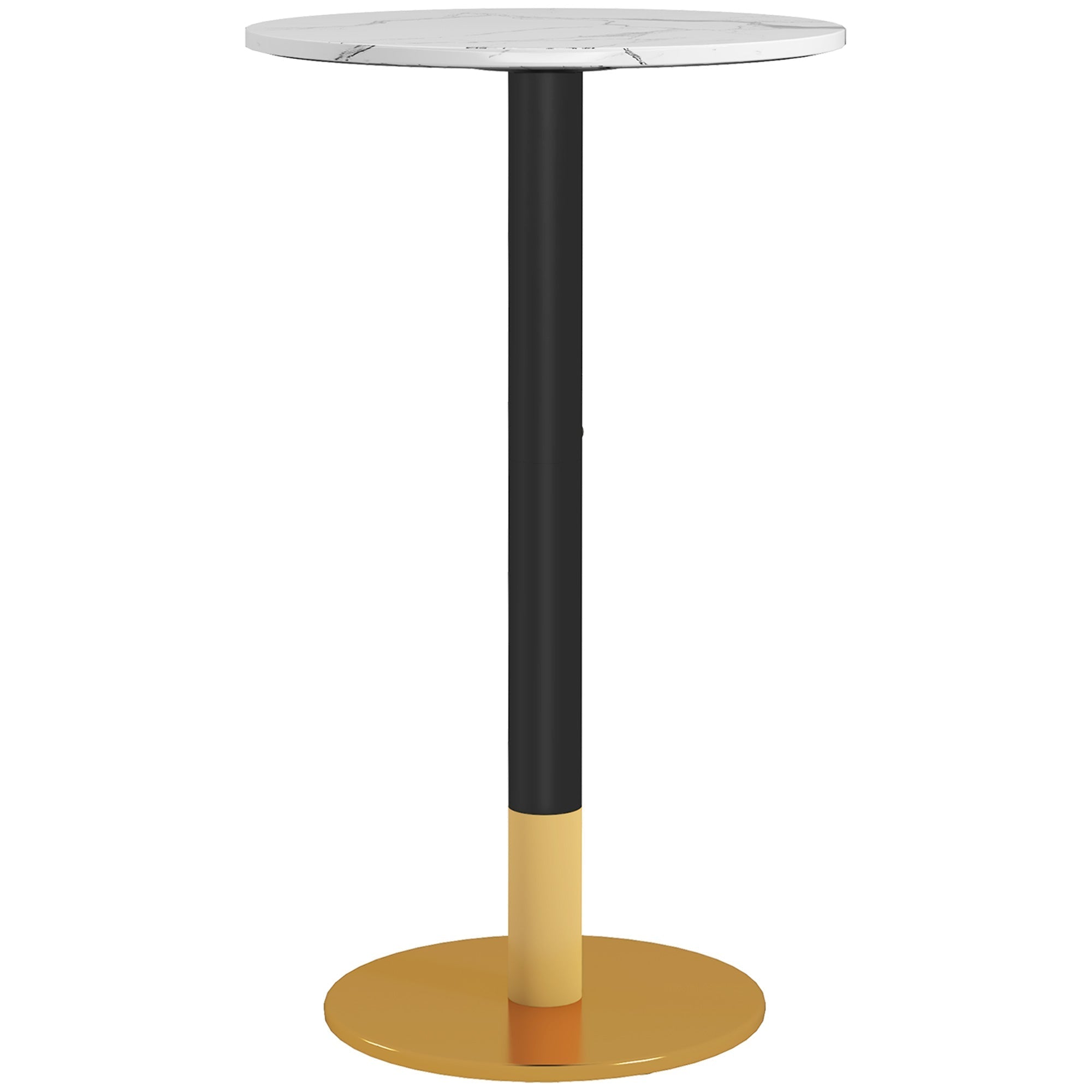 High Top Bar Table, Modern Round Dining Table with Faux-marbled Top and Gold Base, Bistro Table for 2 People, White Bar Tables & Dining Tables White  at Gallery Canada