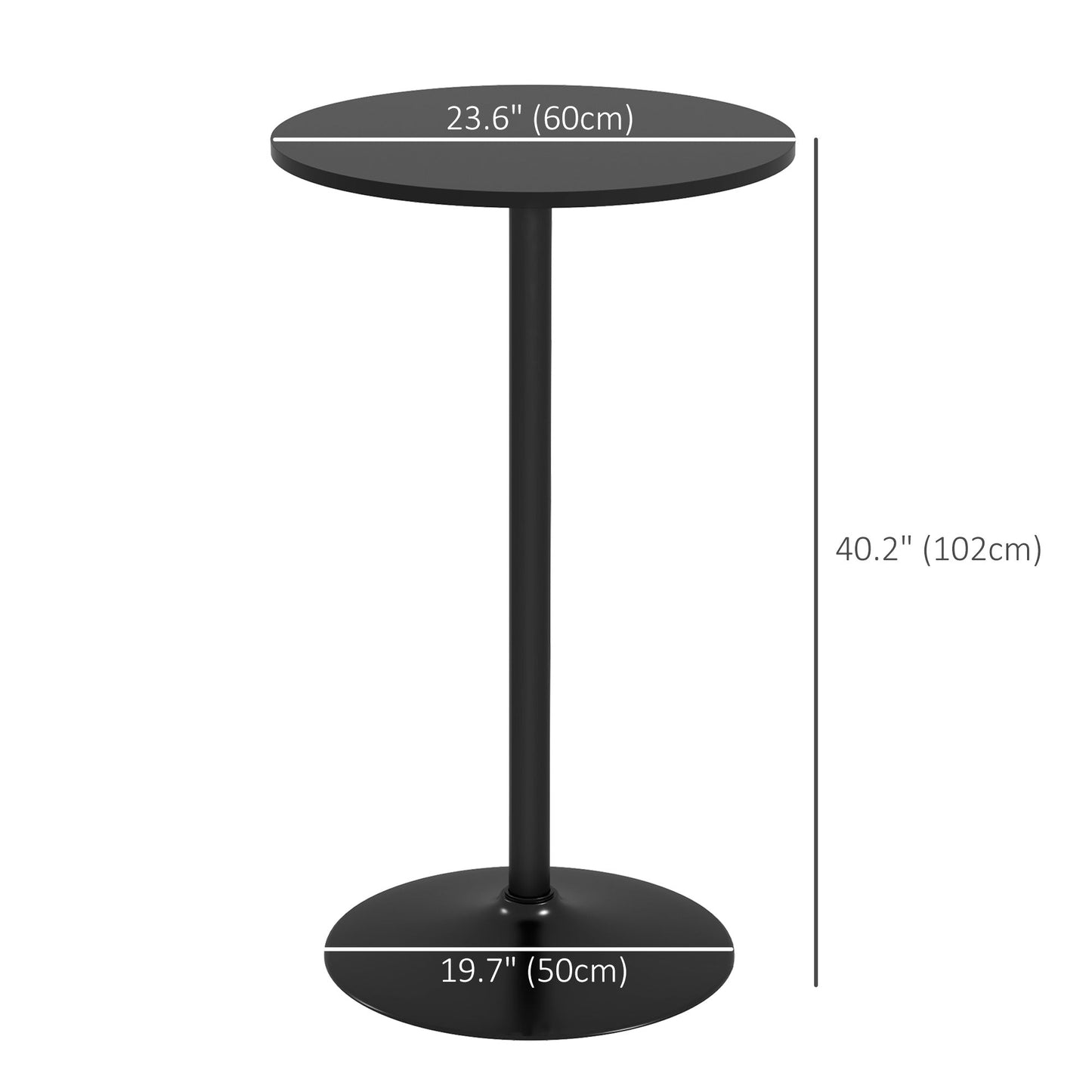 High Top Bar Table, Modern Round Dining Table with Painted Top and Steel Base, Bistro Table for 2 People, Black Bar Tables & Dining Tables   at Gallery Canada