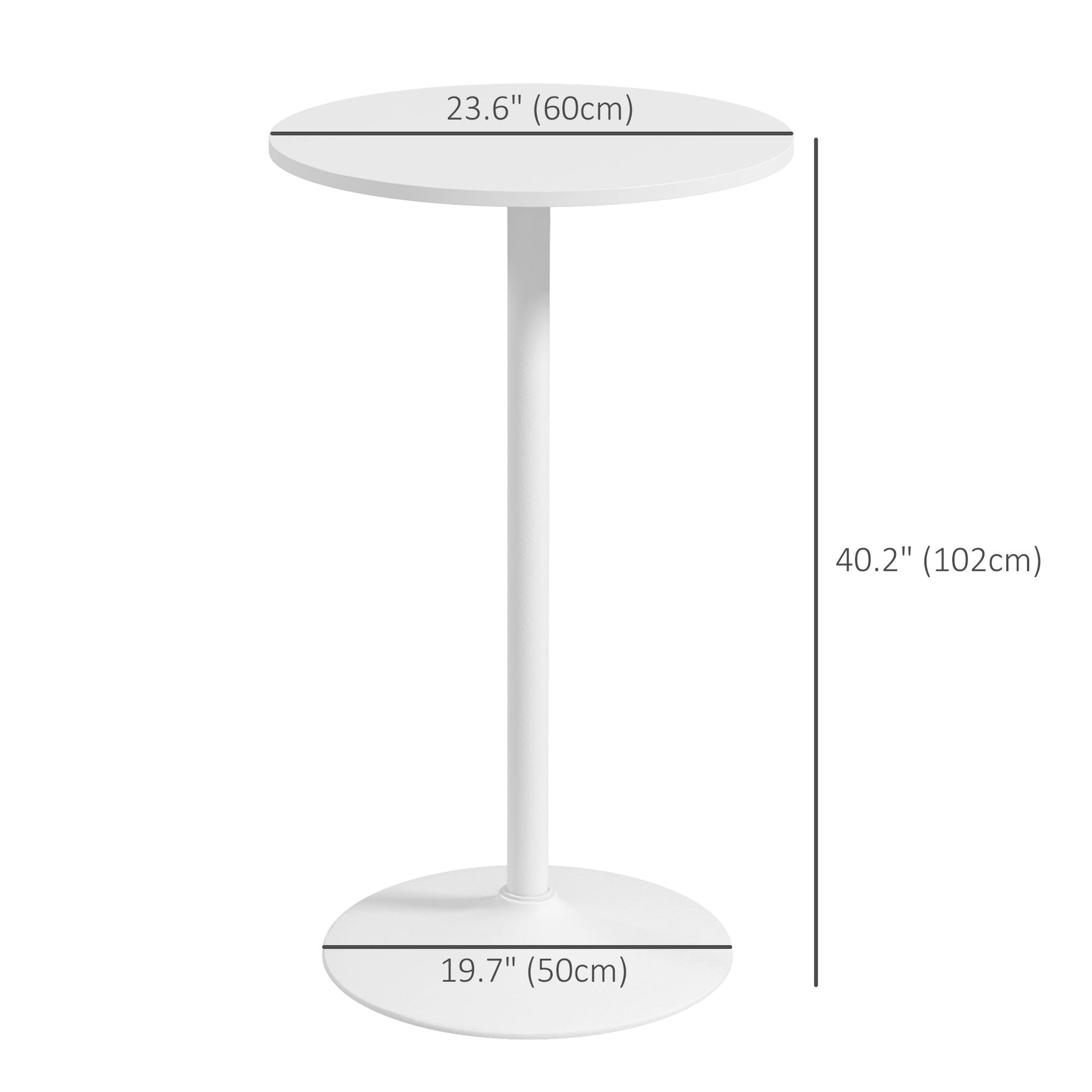 High Top Bar Table, Modern Round Dining Table with Painted Top and Steel Base, Bistro Table for 2 People, White Bar Tables & Dining Tables   at Gallery Canada