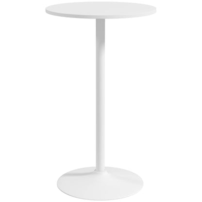 High Top Bar Table, Modern Round Dining Table with Painted Top and Steel Base, Bistro Table for 2 People, White Bar Tables & Dining Tables White  at Gallery Canada