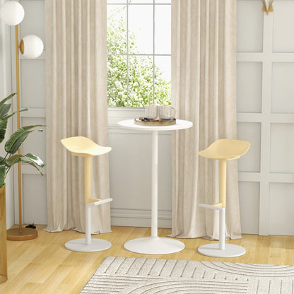 High Top Bar Table, Modern Round Dining Table with Painted Top and Steel Base, Bistro Table for 2 People, White Bar Tables & Dining Tables   at Gallery Canada