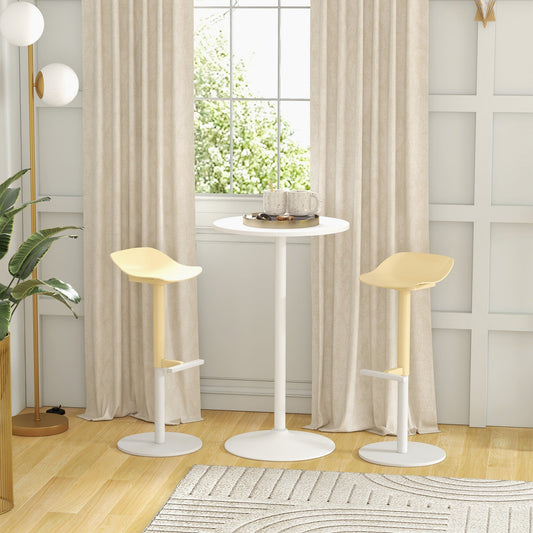 High Top Bar Table, Modern Round Dining Table with Painted Top and Steel Base, Bistro Table for 2 People, White Bar Tables & Dining Tables White  at Gallery Canada