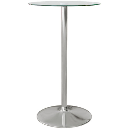 High Top Bar Table, Round Kitchen Table with Tempered Glass Top and Steel Base, Bistro Table for 2 People, Clear Bar Tables & Dining Tables Clear  at Gallery Canada