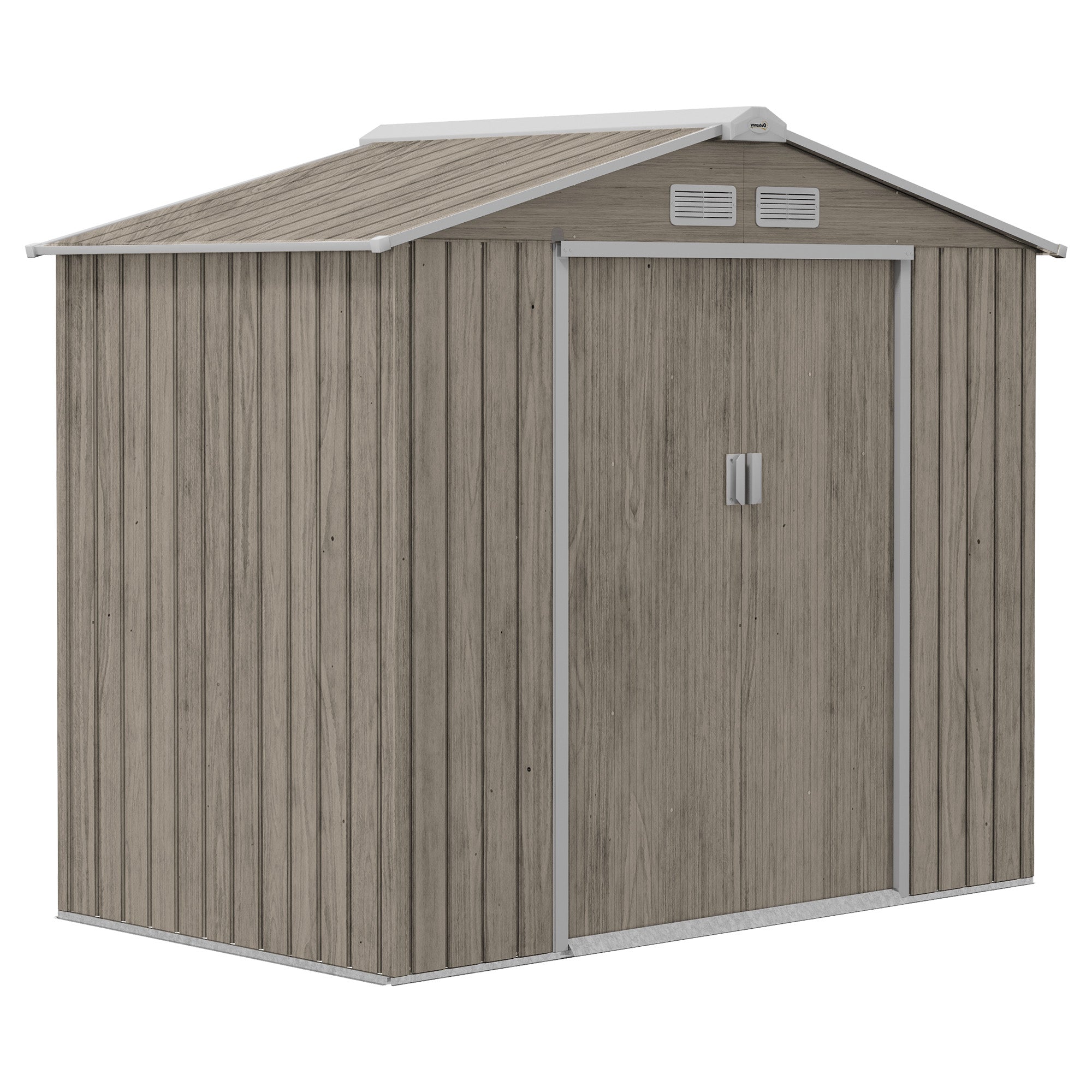 7' x 4' x 6' Garden Storage Shed Outdoor Patio Metal Tool Storage House w/ Foundation Kit and Double Doors Light Brown Sheds at Gallery Canada