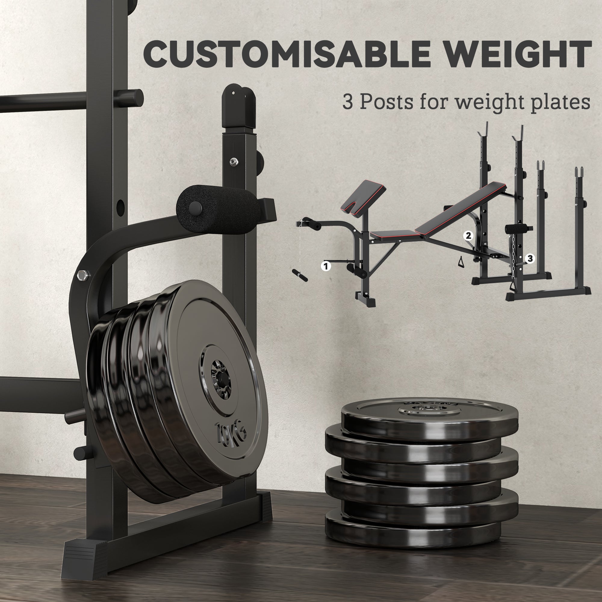 Weight Bench with Barbell Rack, Preacher Curl Bench, Leg Curl Machine for Home Weight Lifting Strength Training Weight Benches at Gallery Canada