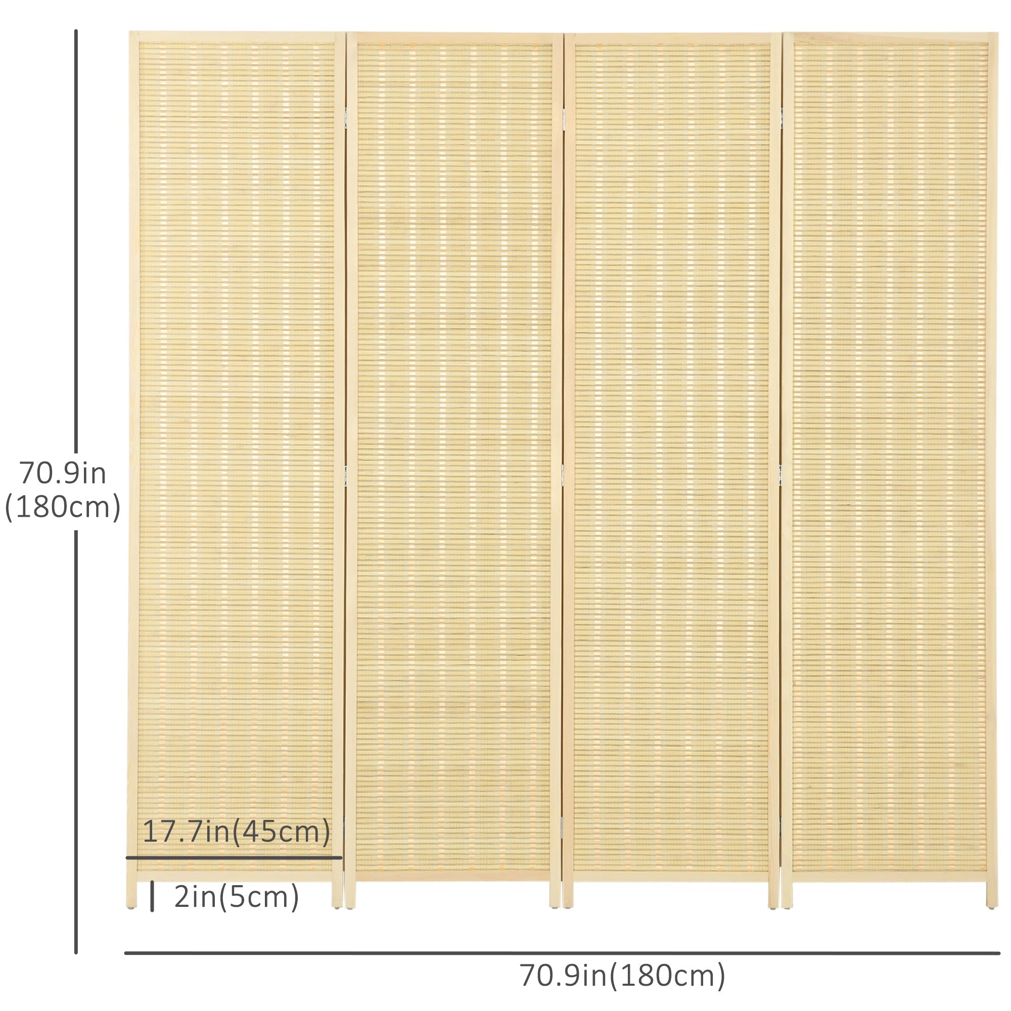 Woven Bamboo Room Divider, 4 Panel Folding Indoor Privacy Screens for Home Office, 71