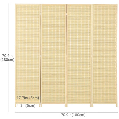 Woven Bamboo Room Divider, 4 Panel Folding Indoor Privacy Screens for Home Office, 71"x71"x0.6", Natural Room Dividers   at Gallery Canada