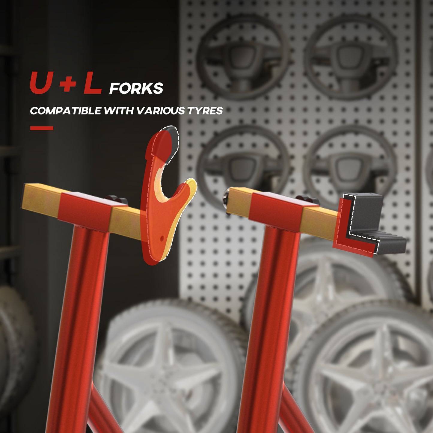 Motorcycle Rear Wheel Stand, Universal Motorcycle Lift with U + L Swingarm Spool, Red Automotive   at Gallery Canada