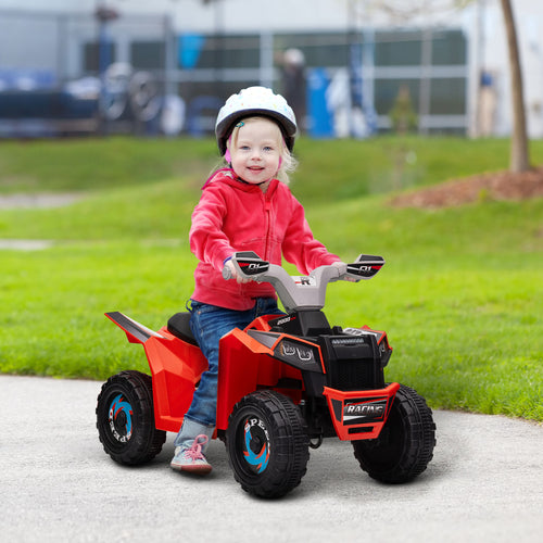 6V Quad Kids Electric Car with Wear-resistant Wheels, for Boys and Girls Aged 18-36 Months, Red