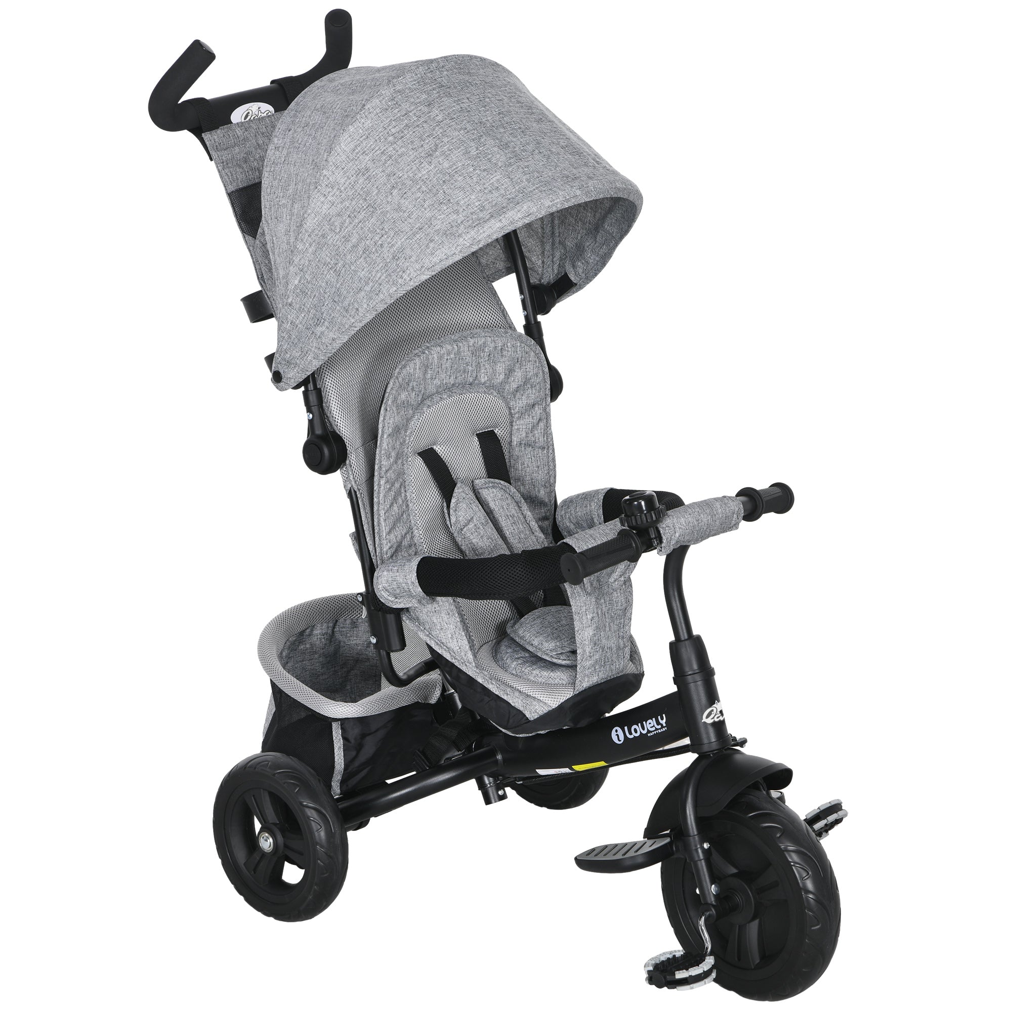 6 in 1 Tricycle for Toddler 1-5 Years with Parent-Push Handle, Grey Tricycles for Kids at Gallery Canada