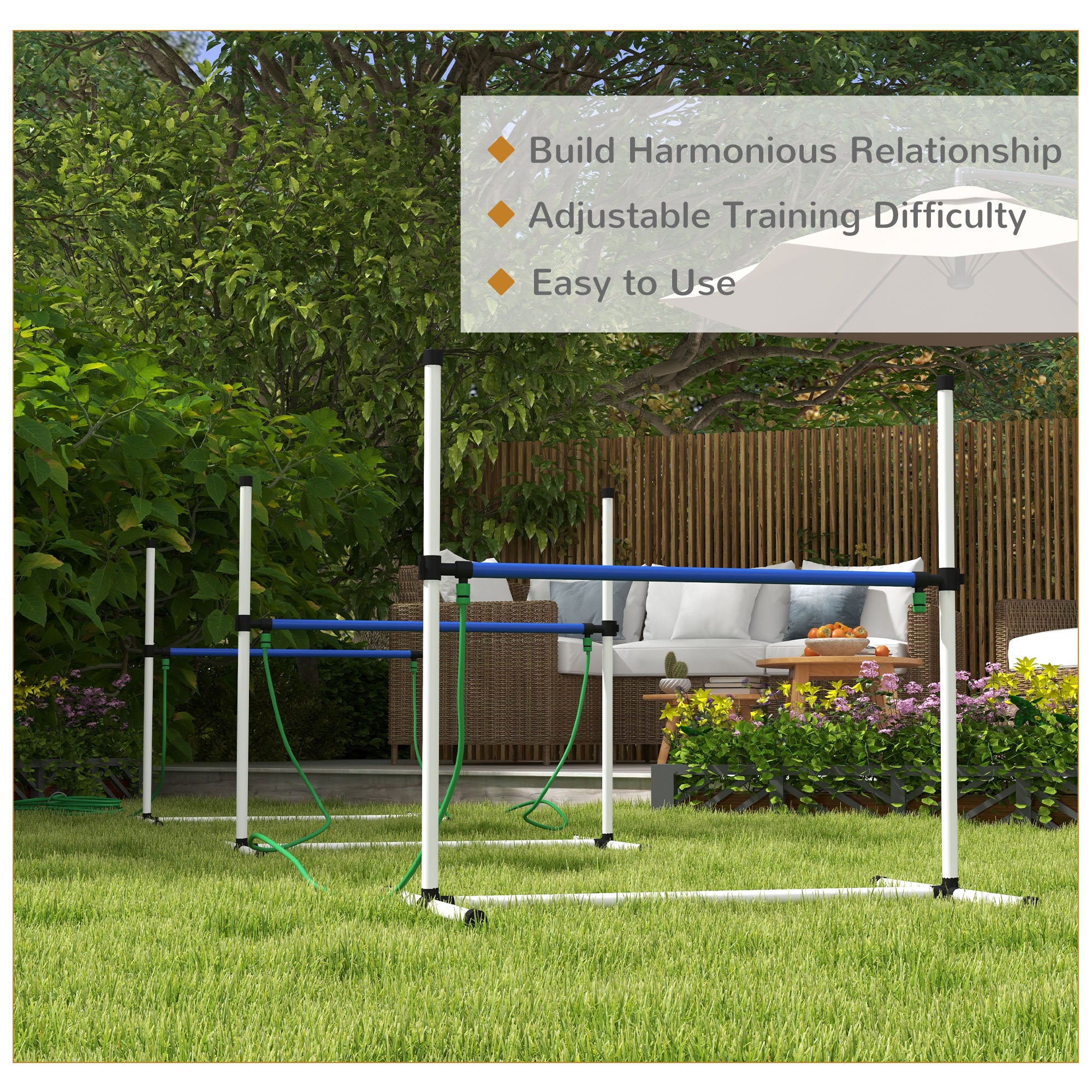 4PCs Dog Agility Equipment Set with Adjustable Height Hurdles, Spray Water Tube, Whistle, Carry Bag, White Dog Agility Training Equipment at Gallery Canada