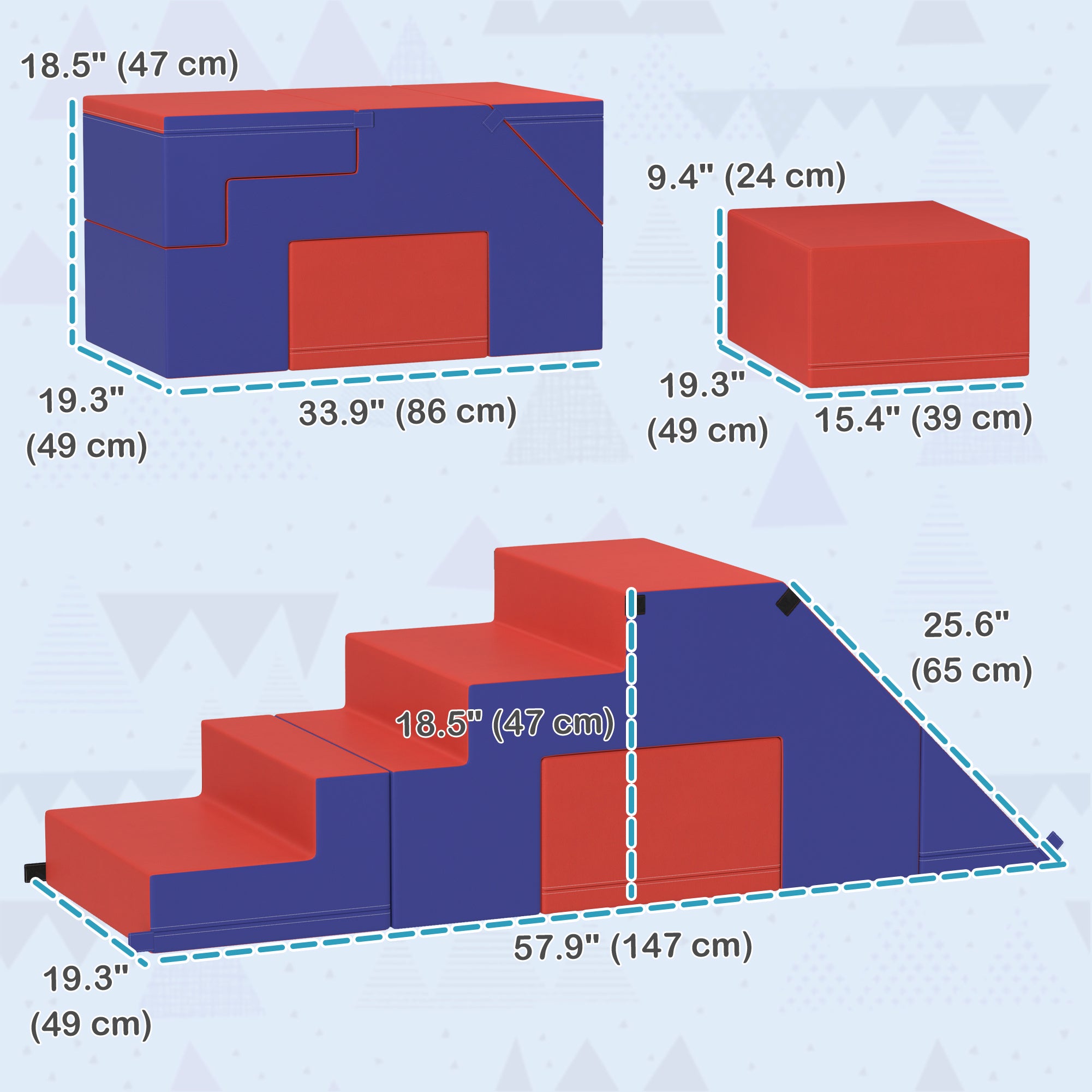 2-Piece Soft Play Kids Foam Play Se for Crawl and Climb, Dark Blue Baby Gym & Playmats   at Gallery Canada