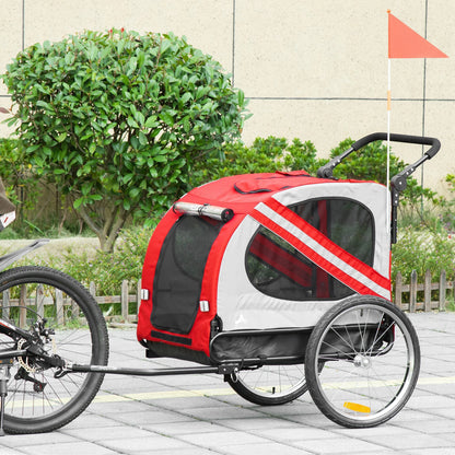 Dog Bike Trailer, 2-in-1 Dog Wagon Pet Stroller for Travel with Universal Wheel Reflectors Flag, for Small and Medium Dogs, Red Dog Bike Trailers & Strollers   at Gallery Canada