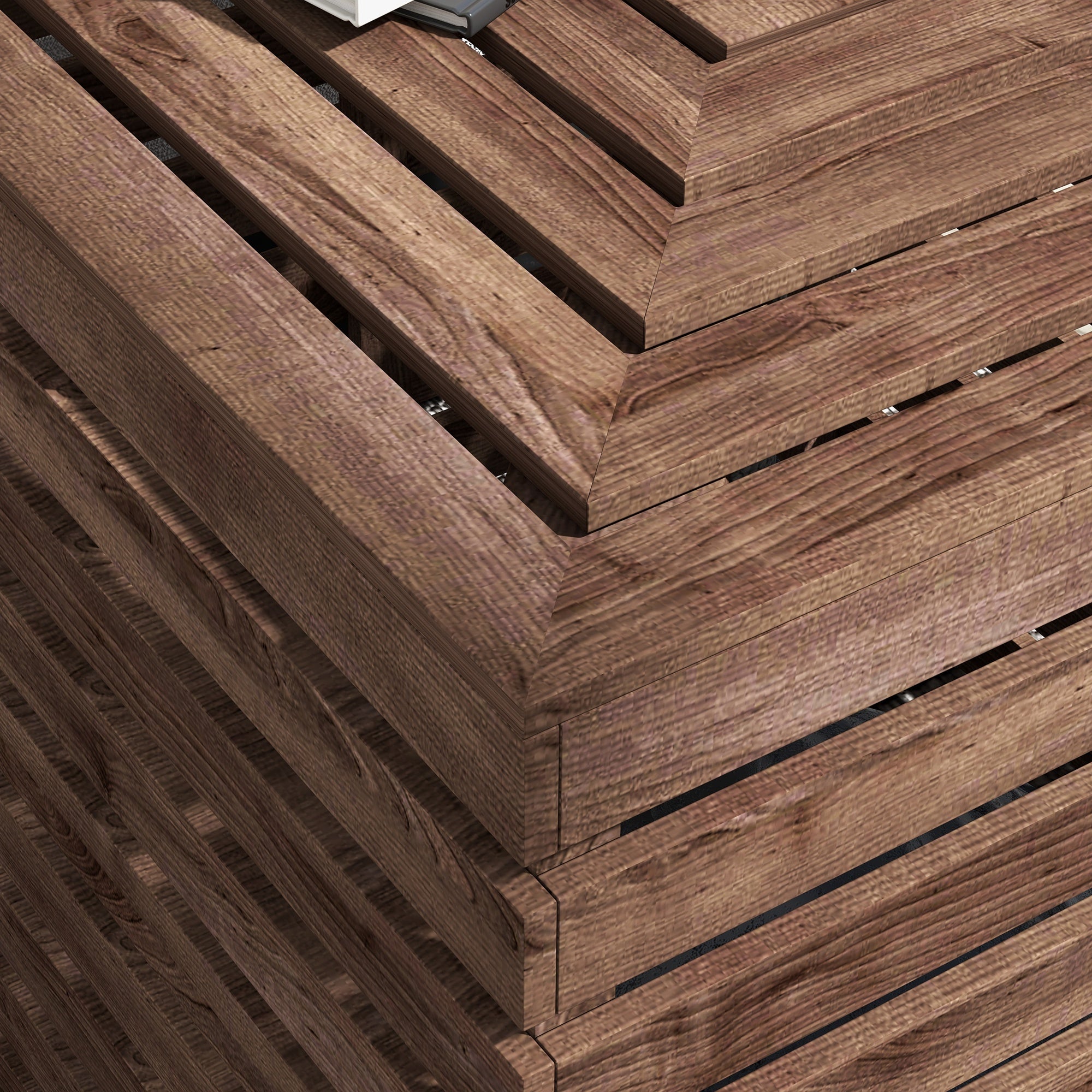 2-in-1 Outdoor Umbrella Base Storage Box Wooden Patio Side Table, Brown Patio Storage Boxes at Gallery Canada