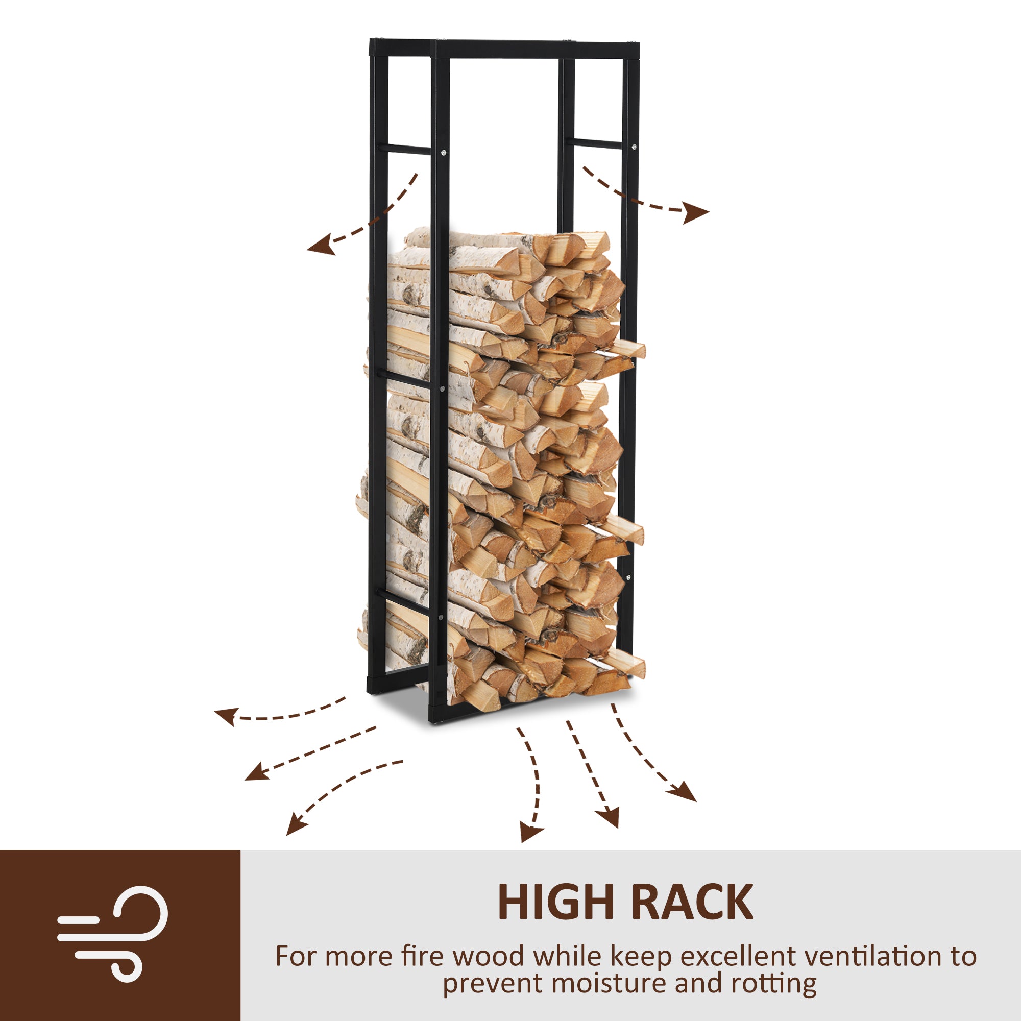 Firewood Rack Outdoor, Log Holder Fireplace Storage Rack with Handles and 220 lbs. Weight Capacity, 15.7