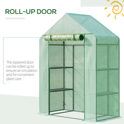 Walk In Greenhouse for Outdoor, Portable Gardening Plant Grow House with 2 Tier Shelf, Roll-Up Zippered Door, PE Cover, 55" W x 28" D x 75" H, Green Walk In Greenhouses   at Gallery Canada