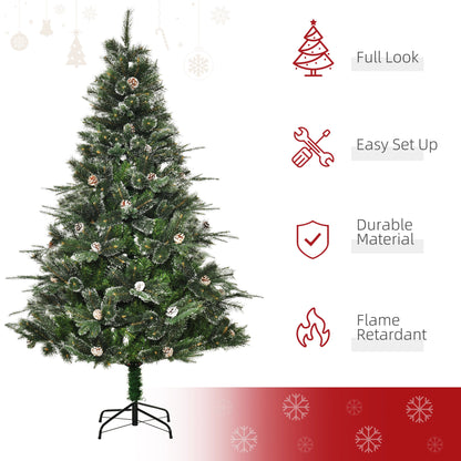 HOMCM 6FT Artificial Christmas Snow Pine Tree Holiday Home Xmas Decoration with Automatic Open, Pinecone, Green Artificial Christmas Trees   at Gallery Canada