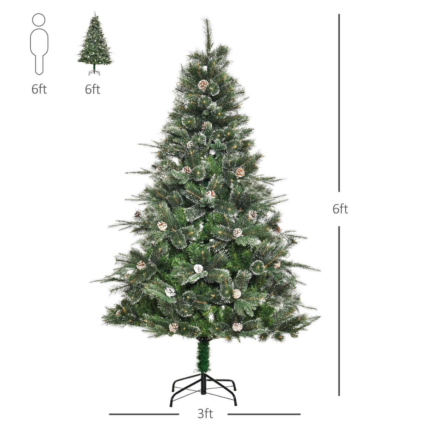 HOMCM 6FT Artificial Christmas Snow Pine Tree Holiday Home Xmas Decoration with Automatic Open, Pinecone, Green Artificial Christmas Trees Green  at Gallery Canada