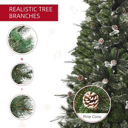 HOMCM 7FT Artificial Christmas Snow Pine Tree Holiday Home Xmas Decoration with Automatic Open, Pinecone, Green Artificial Christmas Trees   at Gallery Canada