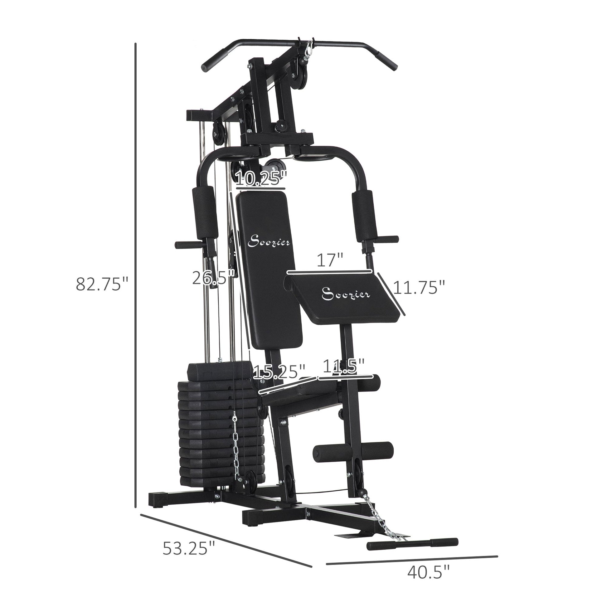 Home Gym Equipment Weight Training Machine, Multifunction Workout Machine with 143lbs Weight Stack for Full Body Workout and Strength Training Power Towers Black  at Gallery Canada