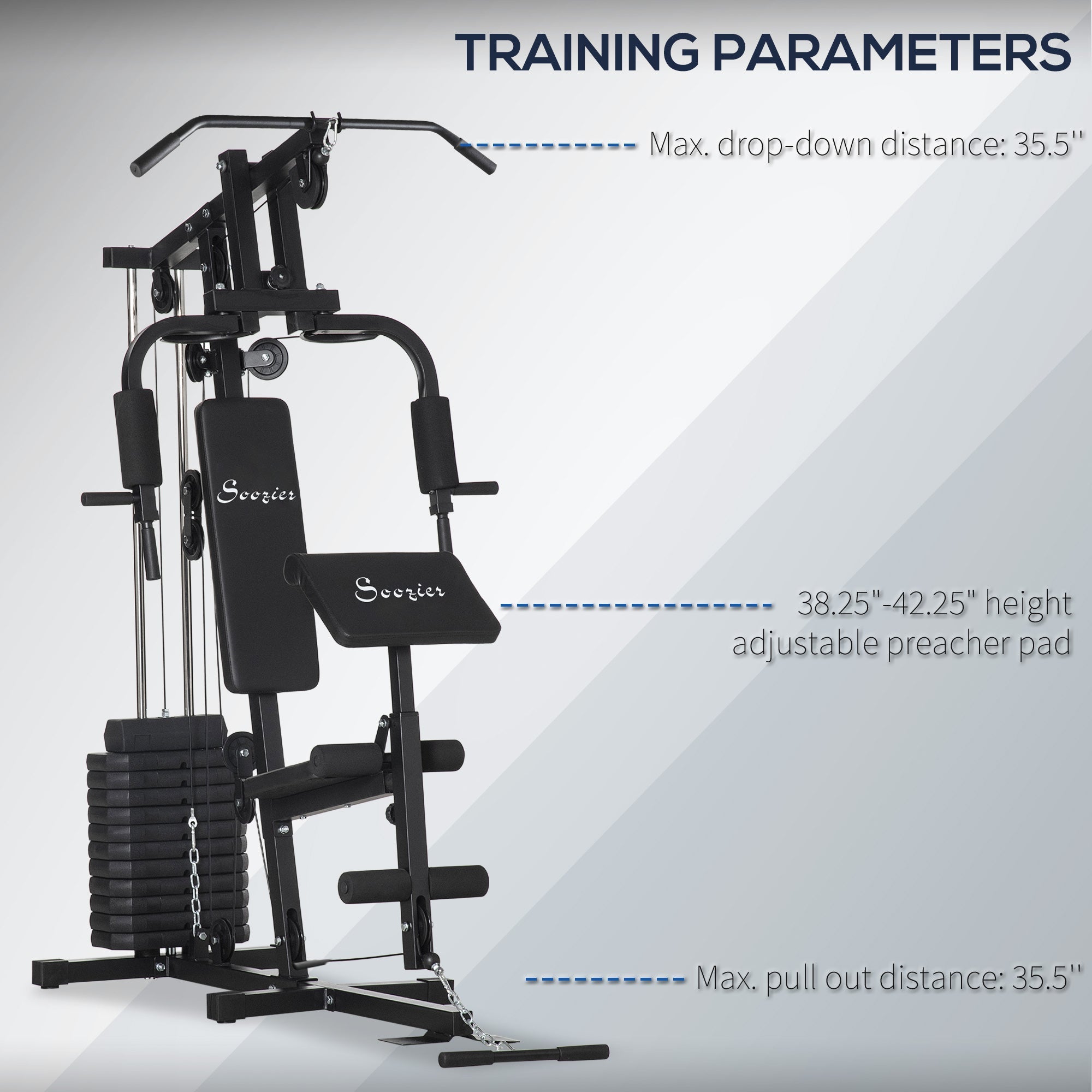 Home Gym Equipment Weight Training Machine, Multifunction Workout Machine with 143lbs Weight Stack for Full Body Workout and Strength Training Power Towers   at Gallery Canada