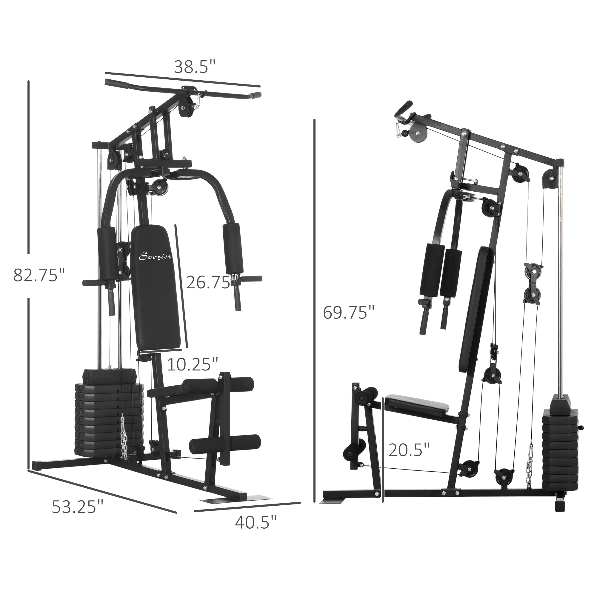 Home Gym Machine, Multifunction Gym Equipment with 99lbs Weight Stack for Back, Chest, Arm, Legs, and Full Body Workout Power Towers   at Gallery Canada