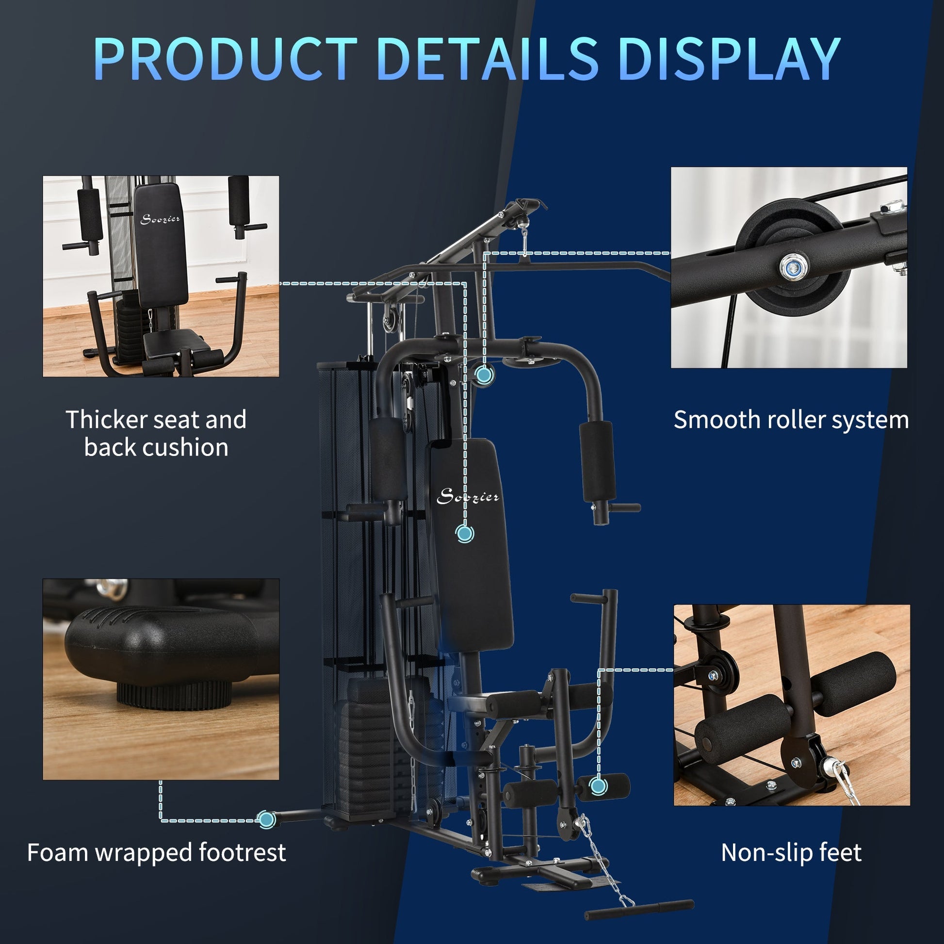 Multifunction Home Gym with 100Lbs Weight Stack for Full-Body Workout, Black Power Towers   at Gallery Canada