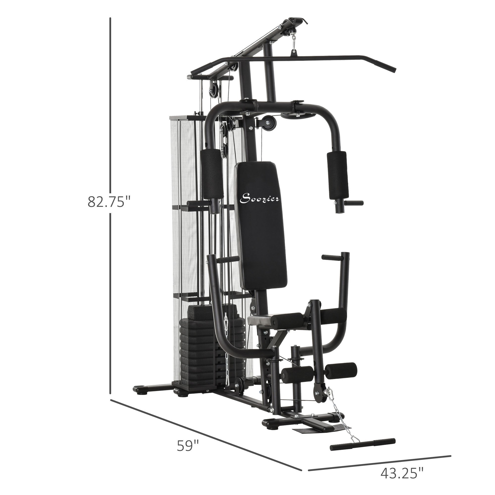 Multifunction Home Gym with 100Lbs Weight Stack for Full-Body Workout, Black Power Towers   at Gallery Canada