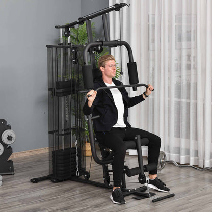 Multifunction Home Gym with 100Lbs Weight Stack for Full-Body Workout, Black Power Towers   at Gallery Canada