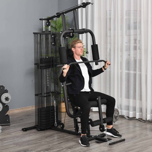 Multifunction Home Gym with 100Lbs Weight Stack for Full-Body Workout, Black