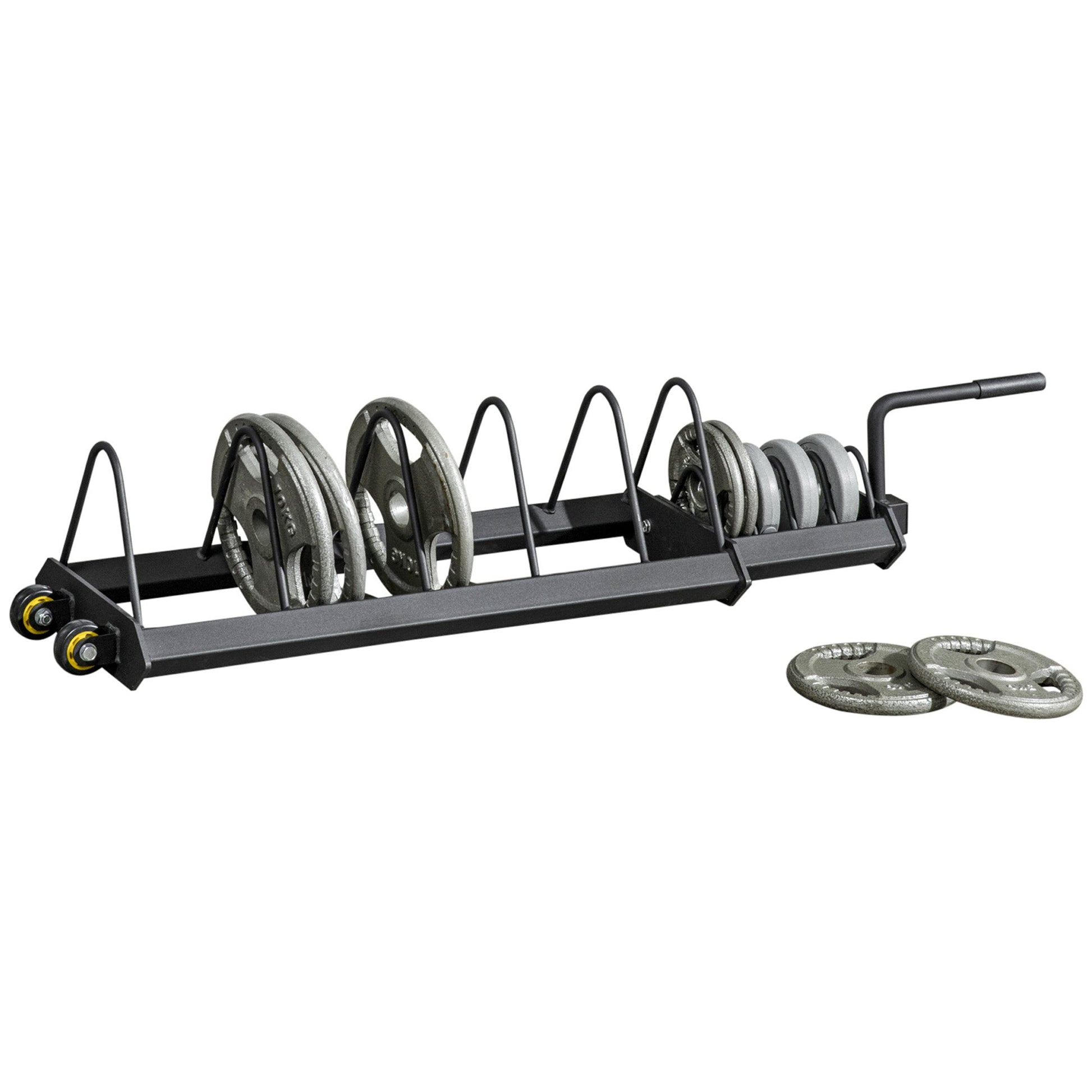 Horizontal Weight Rack, Weight Plate Rack Holder, Bumper Plate Storage with Transport Wheels and Handle for Home Gym Power Towers Black  at Gallery Canada