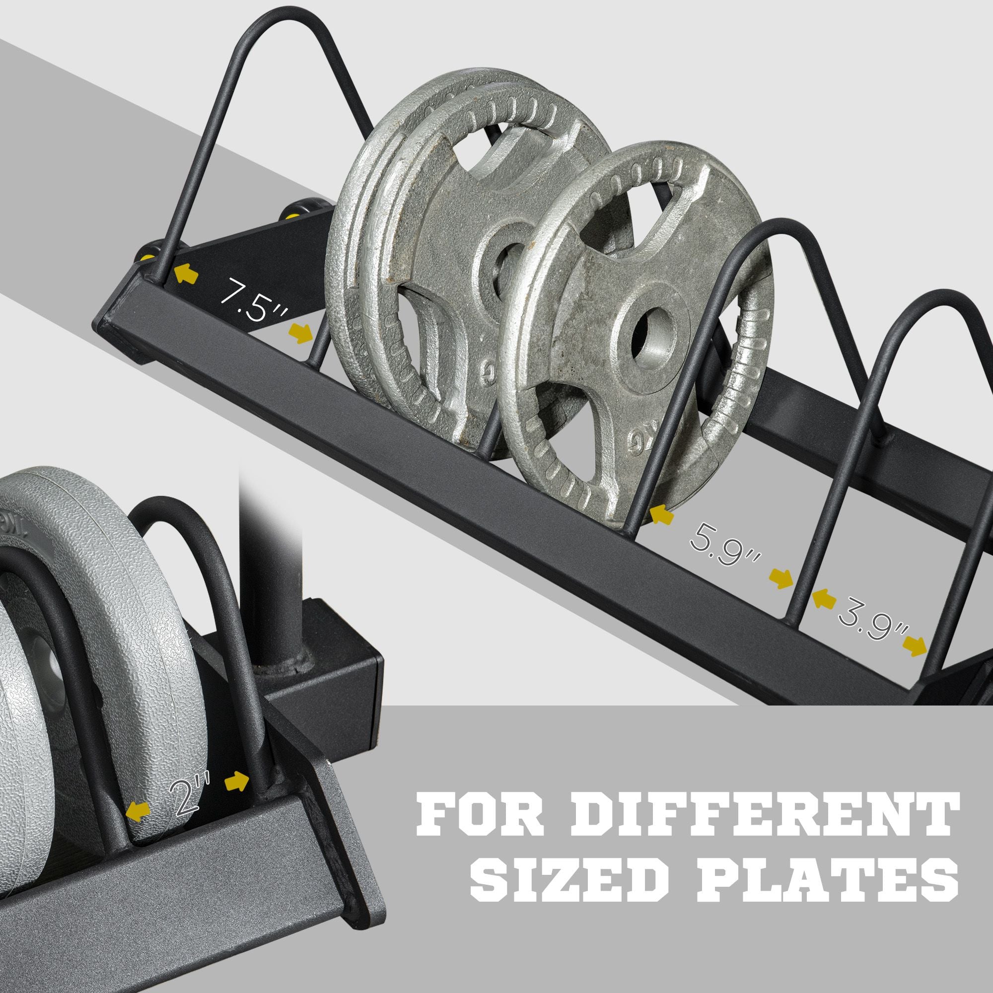 Horizontal Weight Rack, Weight Plate Rack Holder, Bumper Plate Storage with Transport Wheels and Handle for Home Gym Power Towers   at Gallery Canada