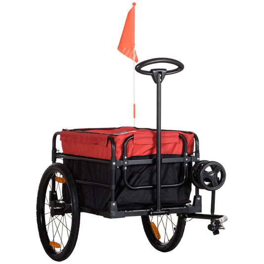 Bike Cargo Trailer &; Wagon Cart, Multi-Use Garden Cart with Removable Box, 20'' Big Wheels, Reflectors, Hitch and Handle, Red Bike Cargo Trailers Red and Black  at Gallery Canada