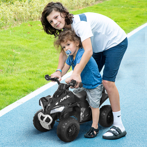 No Power 4 Wheels Ride on Toy for Kids, Foot To Floor Slider Toddler Ride-on Car with Music, Lightening, for 18-36 Months Black