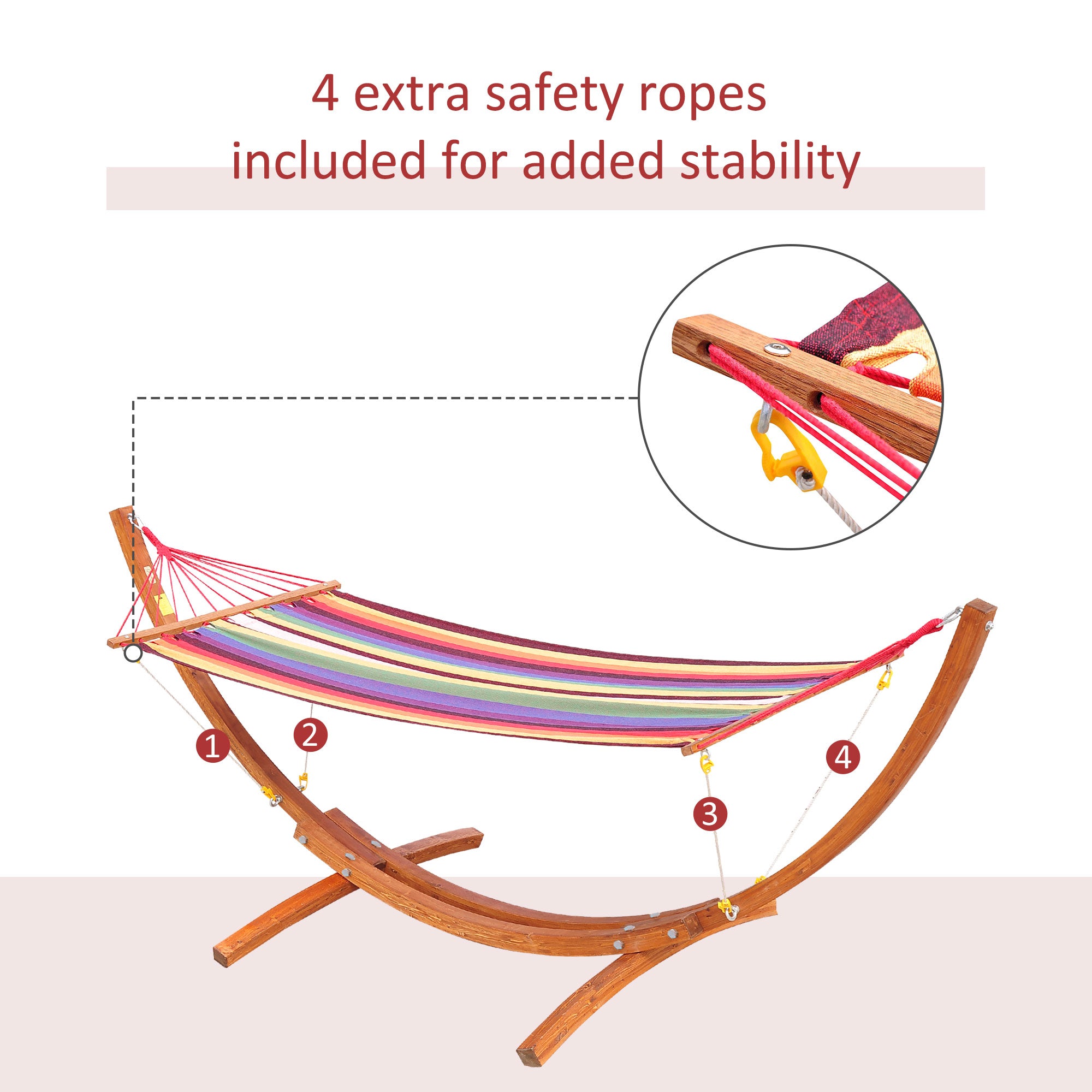 10' Outdoor Swing Hammock, Hammock with Wood Stand Rainbow Bed, Heavy Duty Roman Arc Hammock for Patio, Backyard, Balcony, Porch, Multi Color Hammocks with Stand at Gallery Canada