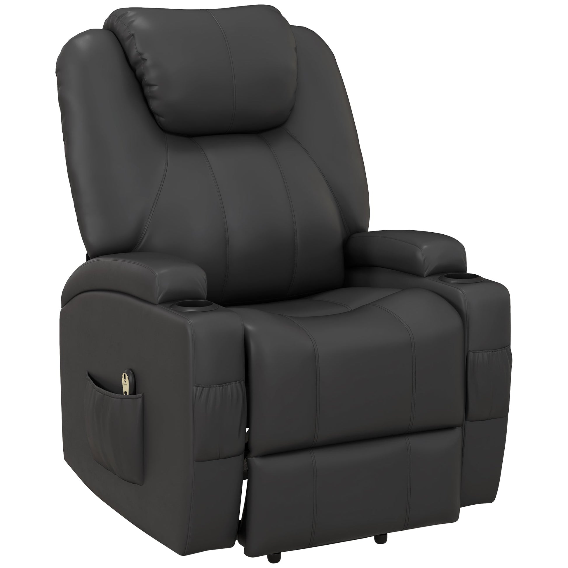 Power Recliner, Electric Lift Chair for Elderly with Footrest, Remote Control, Side Pockets and Cup Holders, Grey Electric Power Lift Chairs Grey  at Gallery Canada