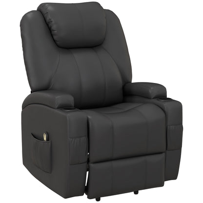 Power Recliner, Electric Lift Chair for Elderly with Footrest, Remote Control, Side Pockets and Cup Holders, Grey Electric Power Lift Chairs Grey  at Gallery Canada