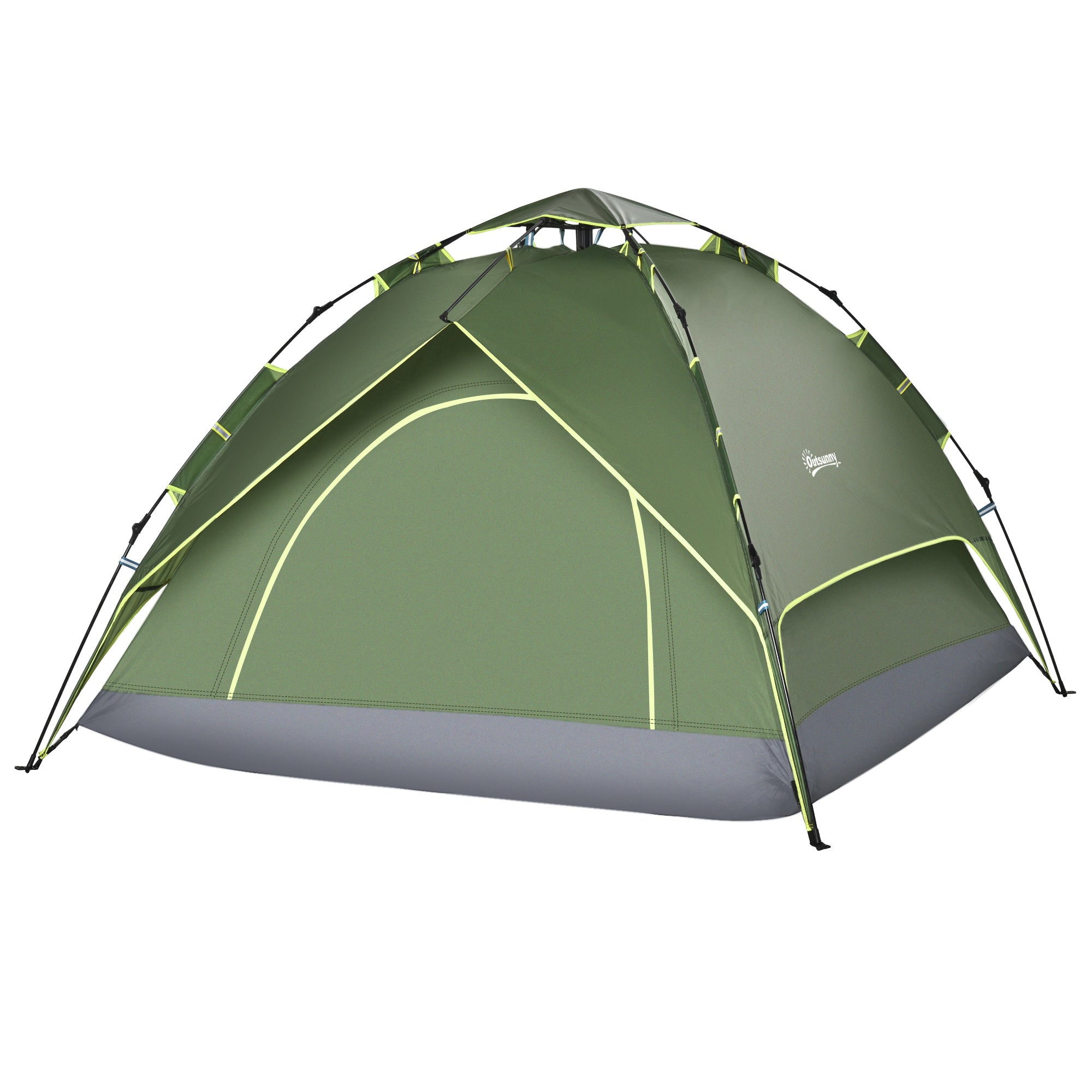 Camping Tent, 3 Person Family Tent, 1000mm Waterproof, with Sewn-in Groundsheet and Carry Bag, for Fishing, Dark Green Camping Tents Dark Green at Gallery Canada
