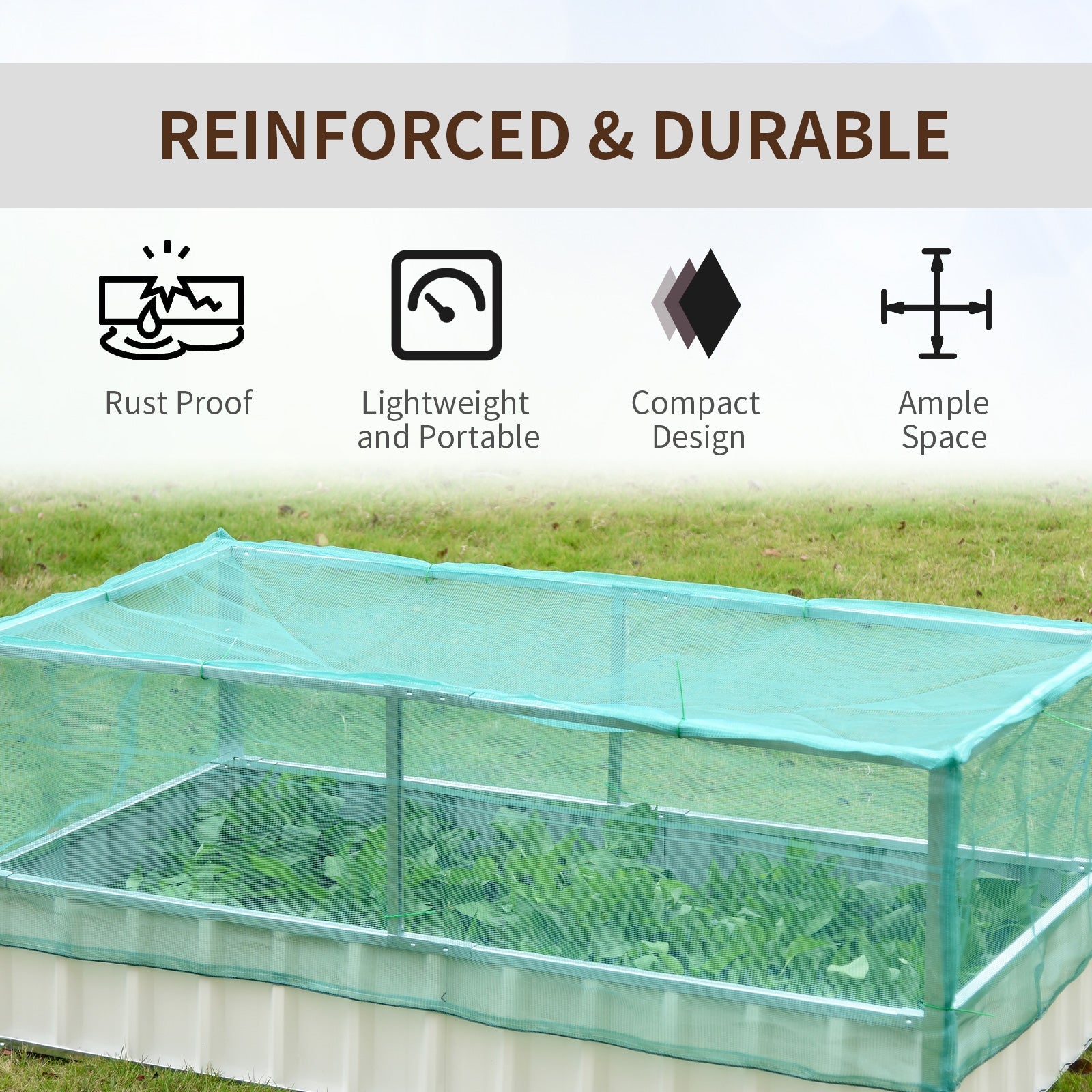 Raised Garden Bed, Steel Planter Box Outdoor with Cover, Gloves for Growing Vegetables, Flowers, Herbs, Green Galvanized Planter Boxes   at Gallery Canada