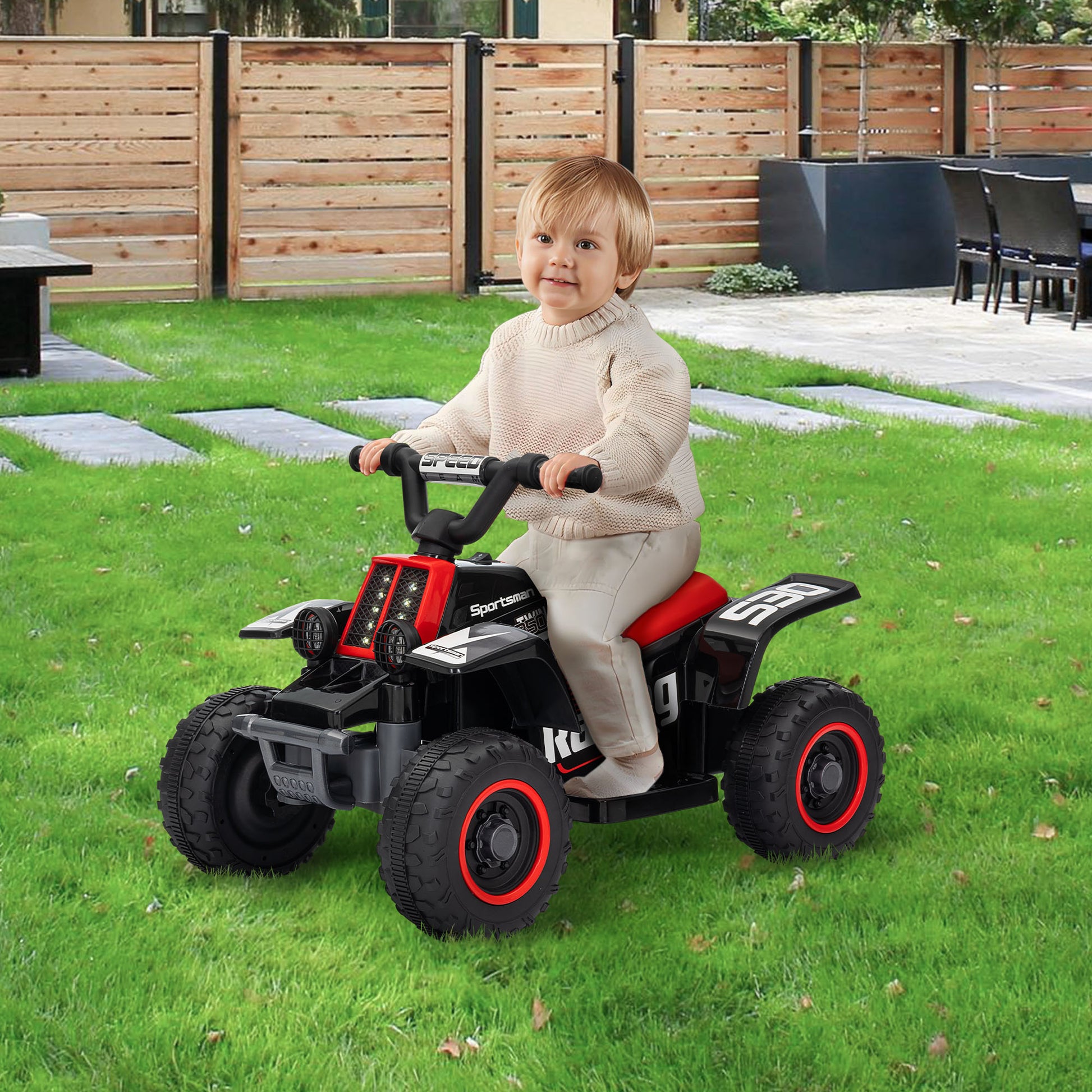 6V Kids ATV Quad, 4 Wheeler Battery Powered Electric Ride on Car w/ Lights, Forward Backward, for 3-6 Years, Black Electric Toy Cars   at Gallery Canada